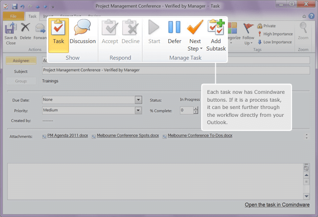 CMW enriched Outlook tasks