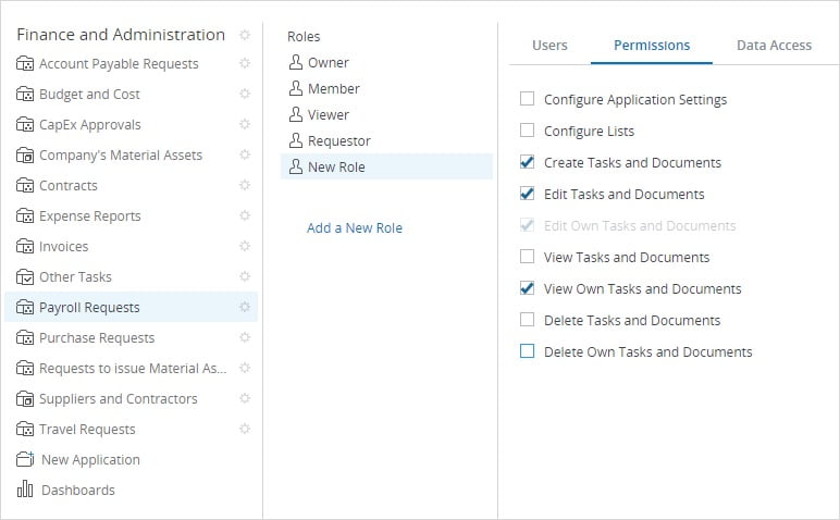 Managing dynamic permissions in Comindware Tracker