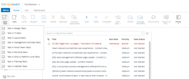 Multiple tasks with CMW Tracker