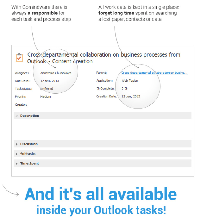 Cross-departmental collaboration on business processes from Outlook