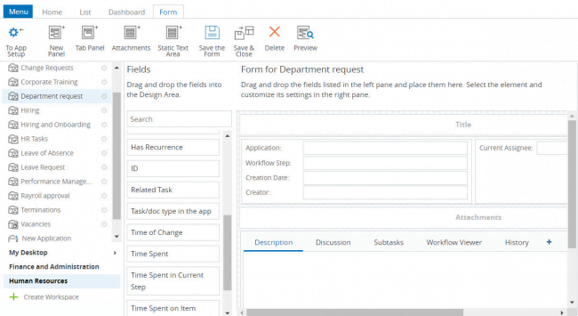 design workflow forms with drag’n’drop