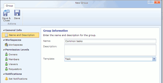 Create task group in Comindware