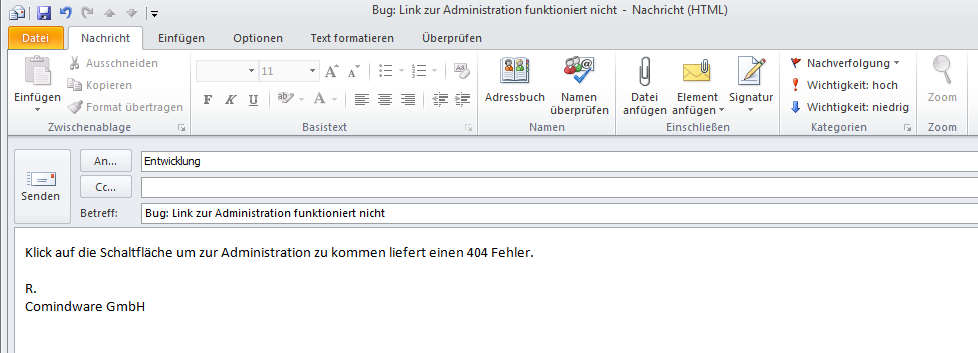 E-Mail als Fehlerverfolgungsystem E-Mail als Fehlerverfolgungsystem