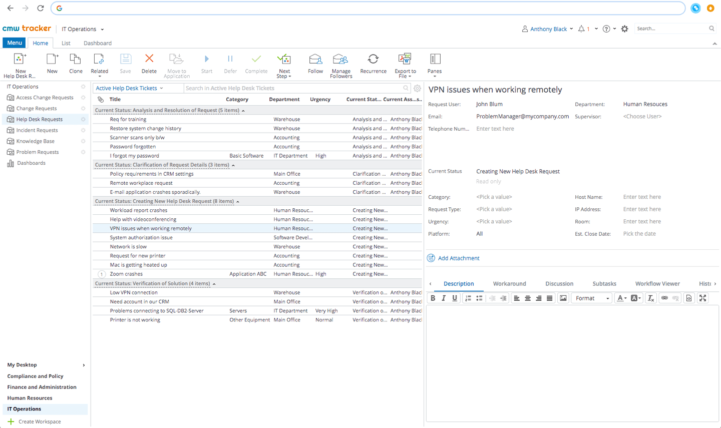 Help Desk process transparency