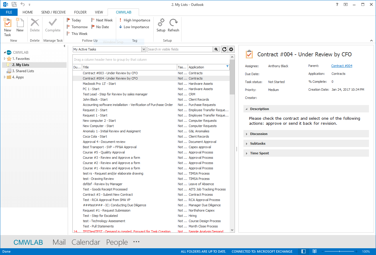 Collaborate on workflow tasks right from Outlook