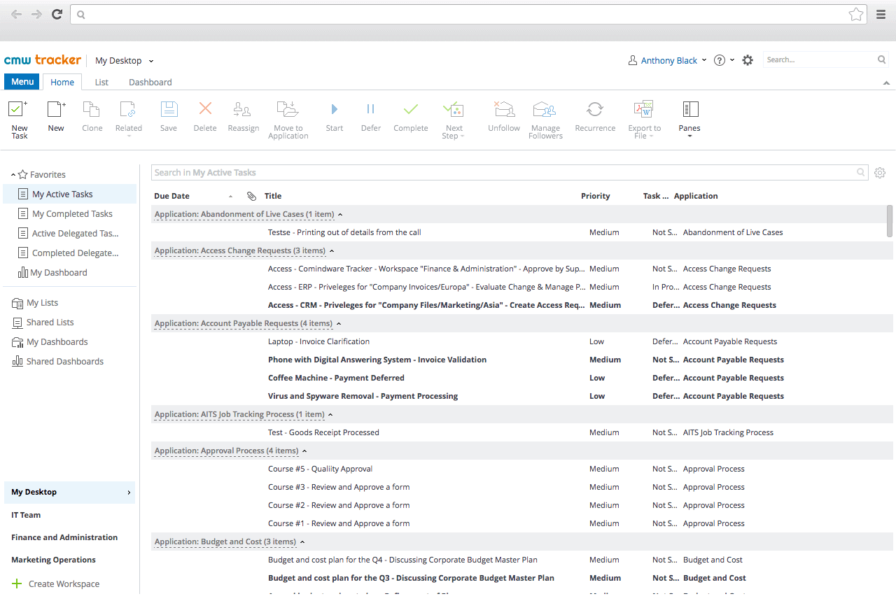 Real-time workflow tracking